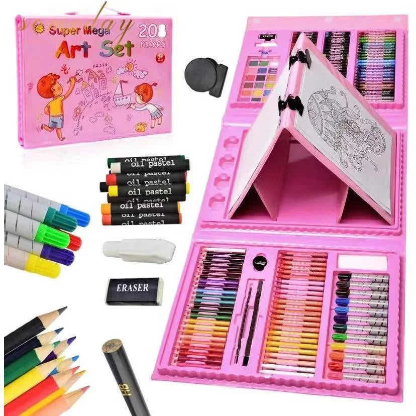 Set de Arte para Niños 208 Piezas 🎨 Maleta Creativa con Colores y Acuarelas