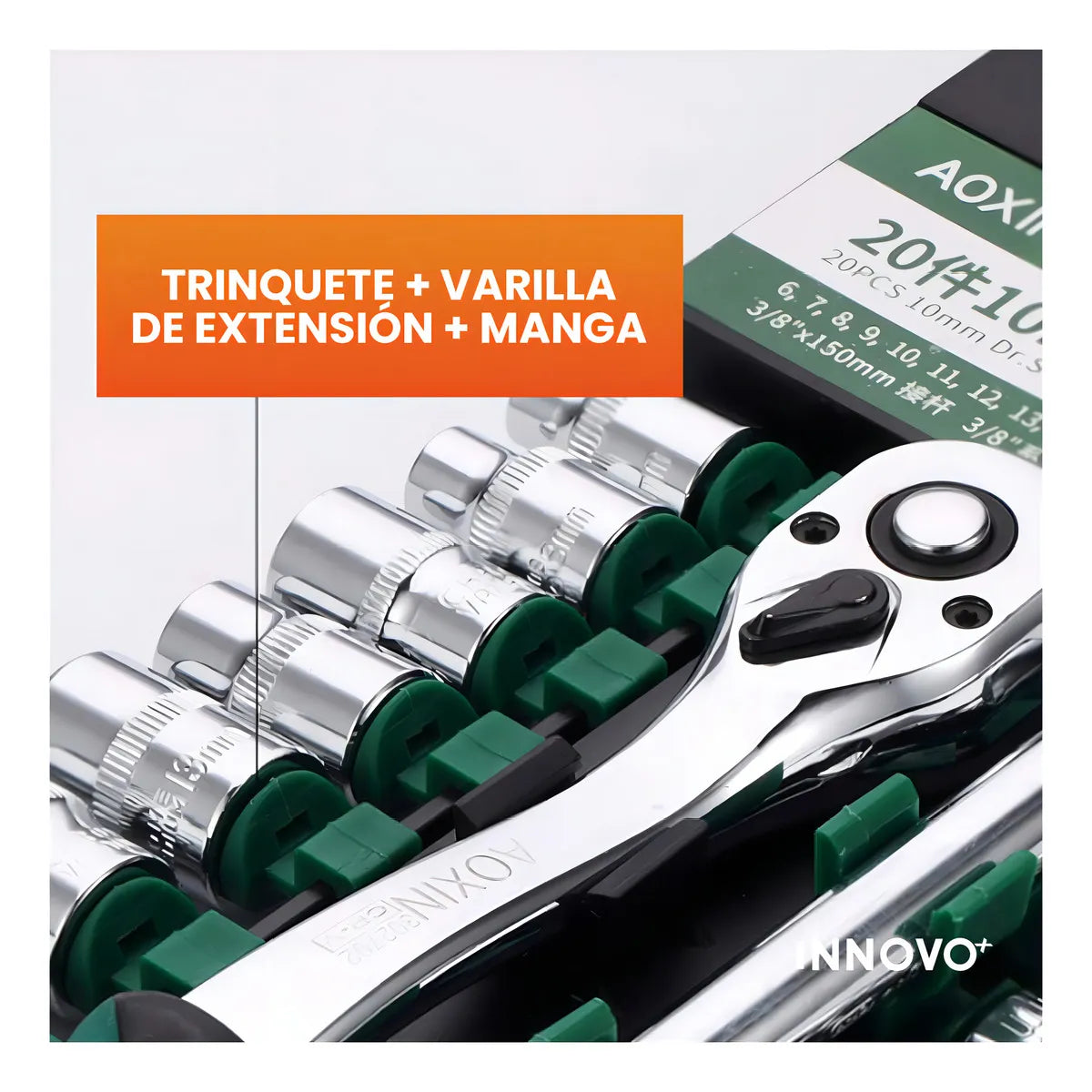 Juego de Copas y Ratchet 1/2” – 20 Piezas para Mecánica y Taller 🔧