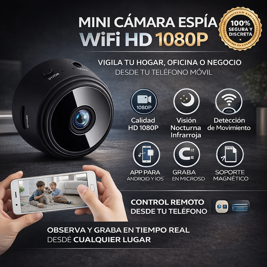 Mini Cámara de Seguridad A9 con Visión Nocturna – Vigilancia Discreta 📷