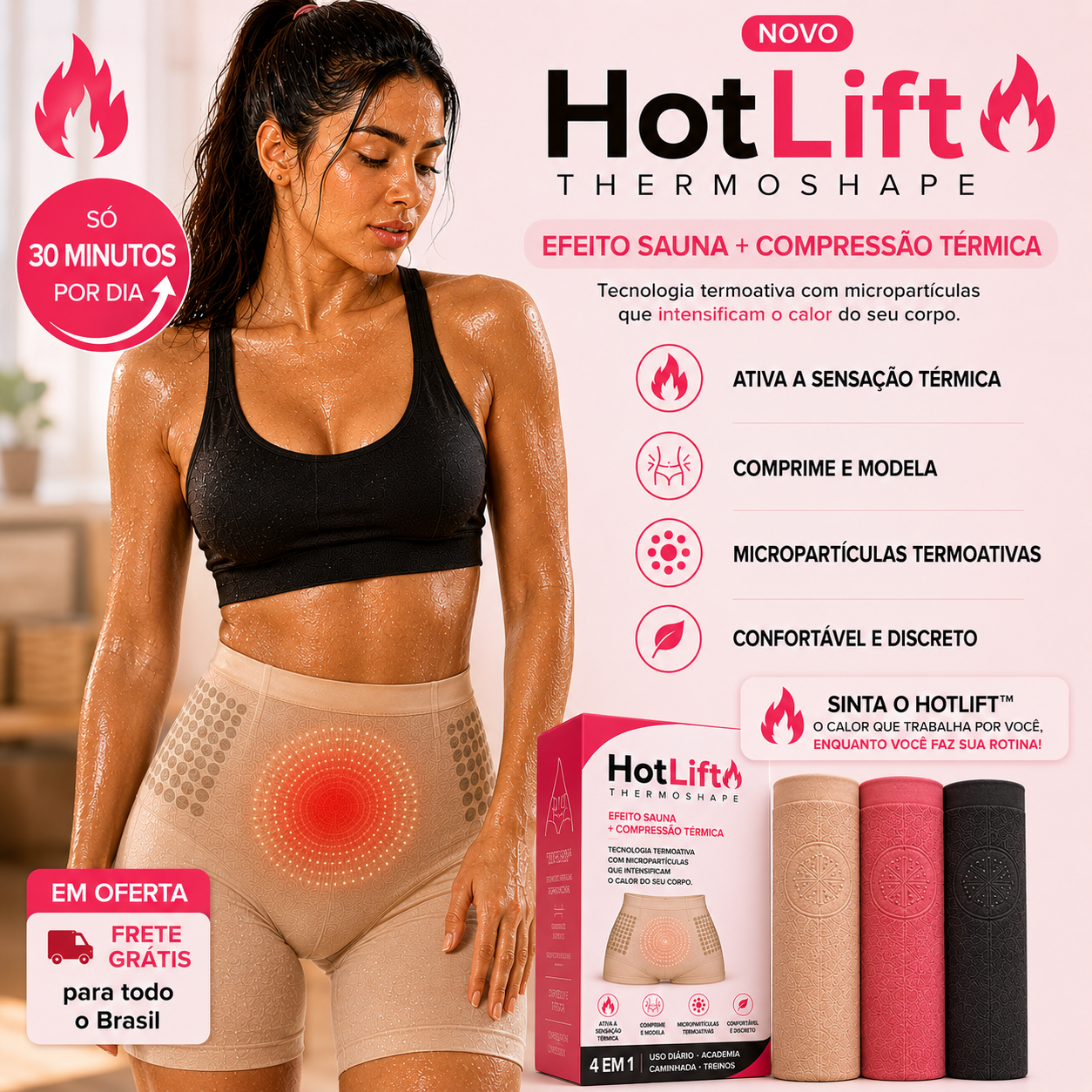 HotLift™ ThermoShape — Shorts de Efeito Sauna com Compressão Térmica e Micropartículas Ativas