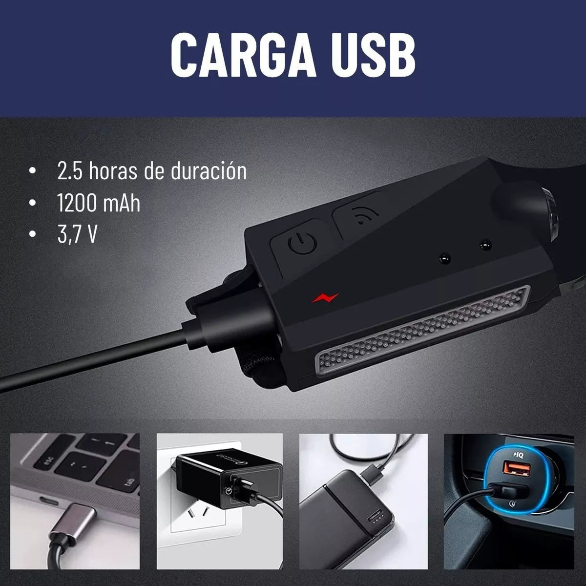 Linterna Frontal LED 🔦 Manos Libres para Camping y Trabajo