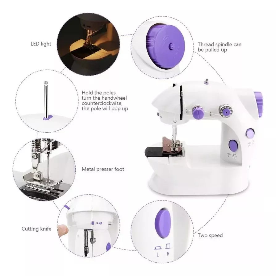 🧵✨ Mini Máquina de Coser Portátil – Con Mesa de Extensión