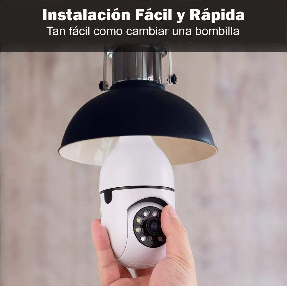 Cámara de Seguridad WiFi tipo Bombillo 💡 Visión Panorámica 360°