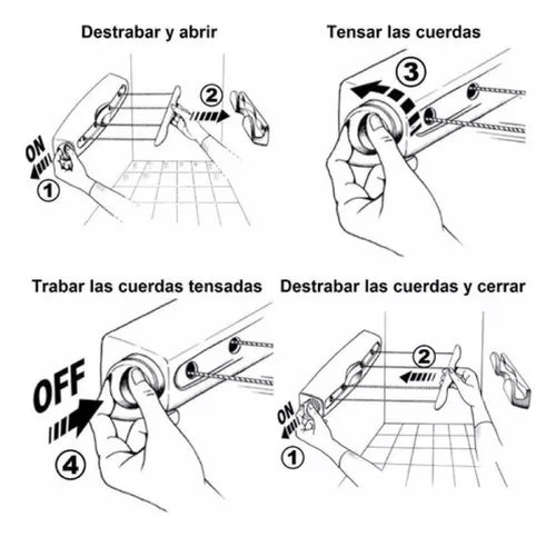 Tendedero Retráctil de Pared 🧺 Ahorra Espacio con 4 Cuerdas