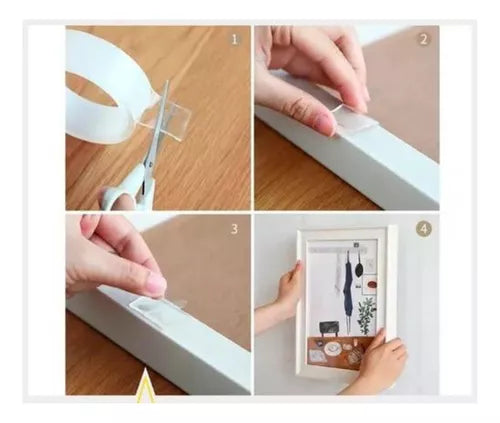 Cinta Doble Faz Reutilizable de Silicona 🔧 5 Metros Multiusos