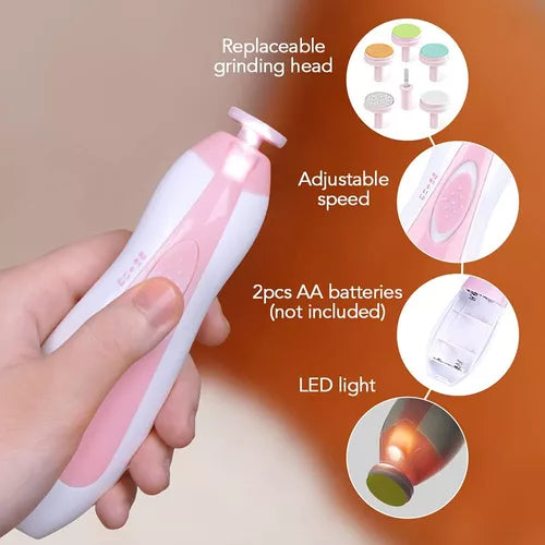 Pulidor de Uñas Eléctrico para Bebé 👶 Lima Segura y Suave para Recién Nacidos