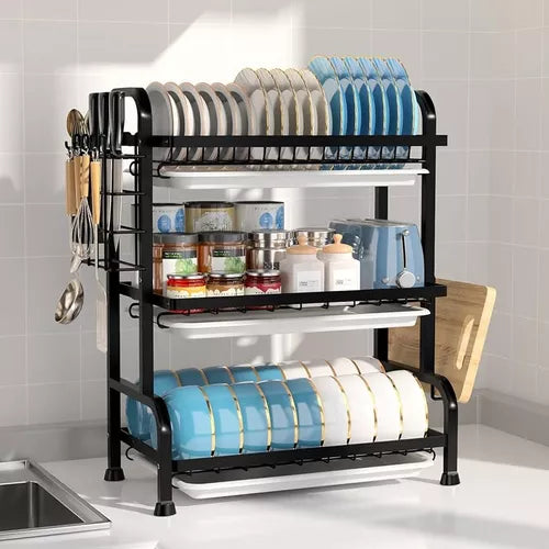 Escurridor de Platos Ajustable 🍽️ Organizador de Cocina Ahorra Espacio