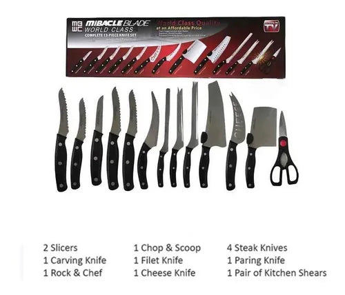Set de Cuchillos Profesionales Miracle Blade 🔪 13 Piezas de Corte Preciso