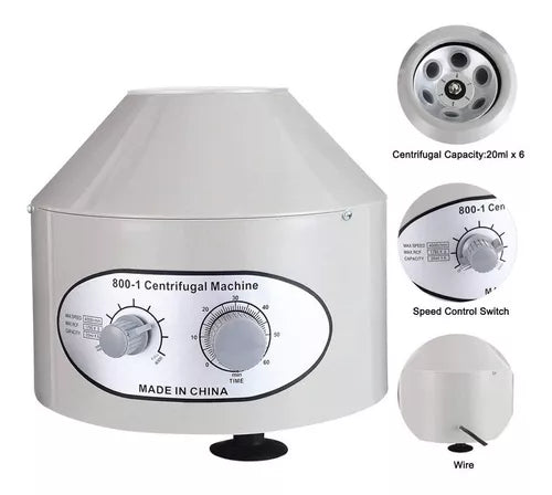 🧪 Centrífuga De Laboratorio 800-1 Profesional | 6 Tubos 20ml | Velocidad Ajustable
