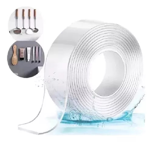 Cinta Doble Faz Reutilizable de Silicona 🔧 5 Metros Multiusos