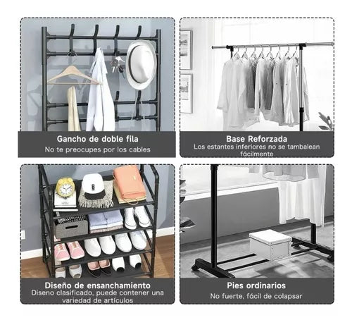 Perchero Organizador 5 Niveles con Zapatero – Diseño Compacto
