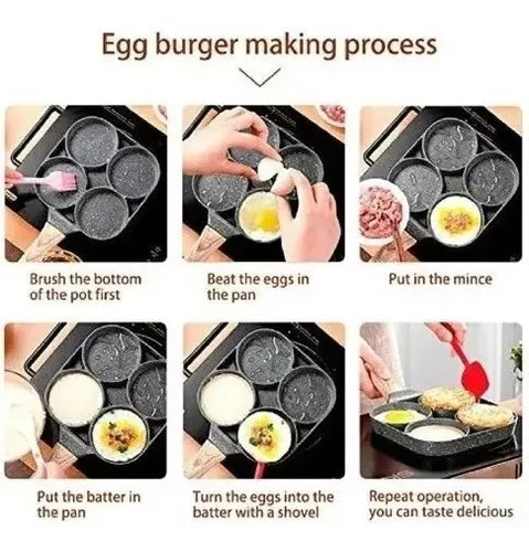 Sartén Antiadherente de 4 Puestos – Huevos, Arepas y Pancakes Perfectos 🍳