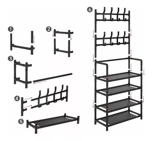 Perchero Organizador 5 Niveles con Zapatero – Diseño Compacto