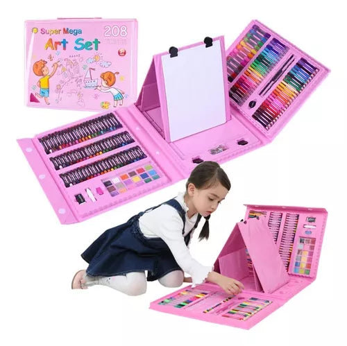 Set de Arte para Niños 208 Piezas 🎨 Maleta Creativa con Colores y Acuarelas