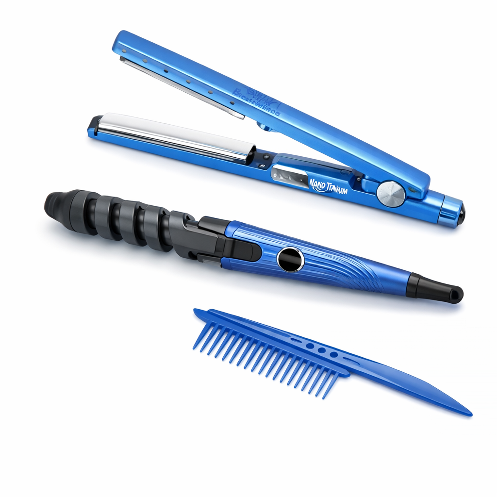 Combo Nano Titanium 3 en 1 💇♀️ Plancha + Rizador + Peine Profesional