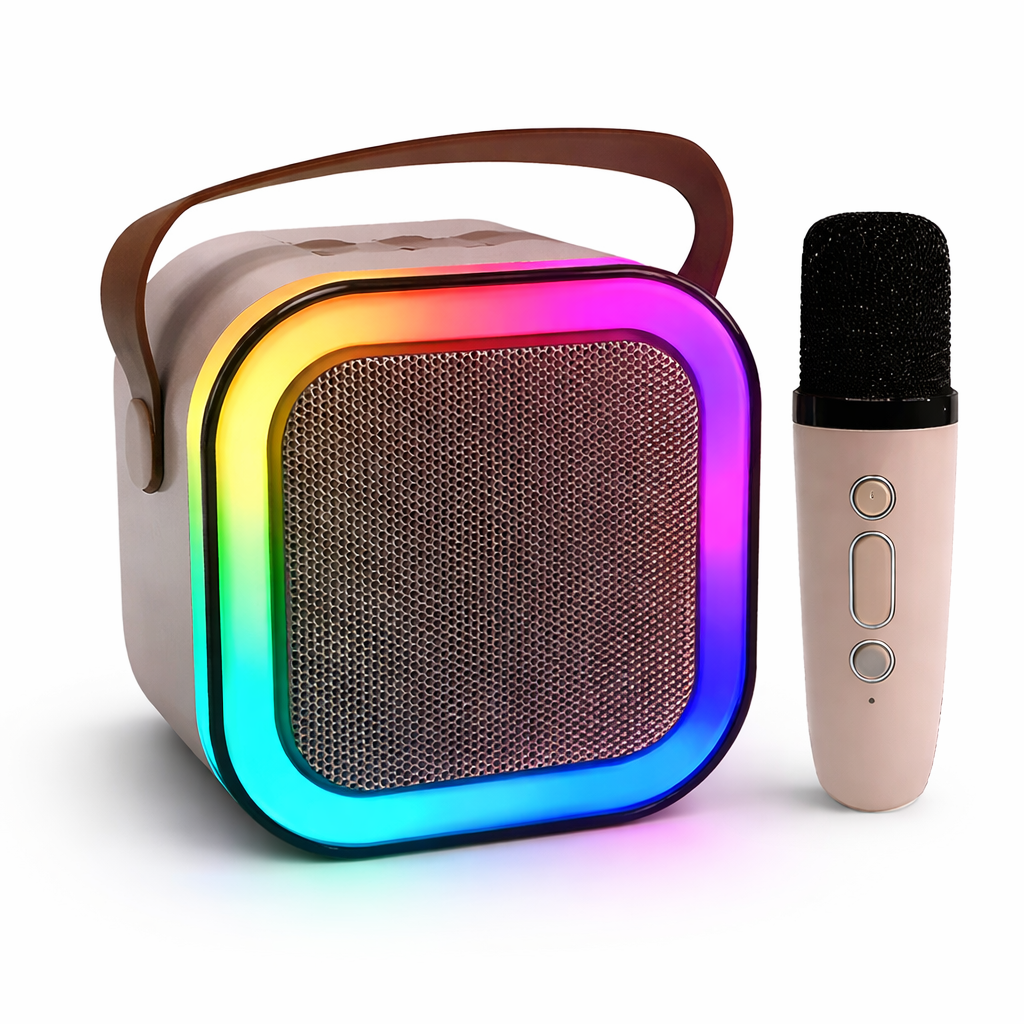 Parlante Karaoke con Micrófono para Niños 🎤 Bluetooth con Luces LED Divertidas
