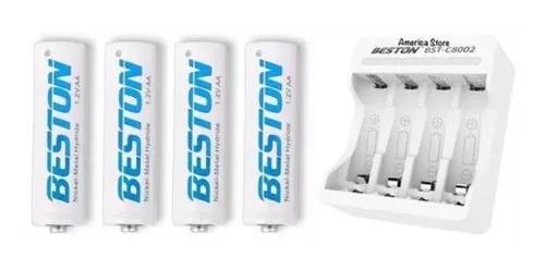 Baterias Beston AA Recargable X 4 Pack + Cargador pilas