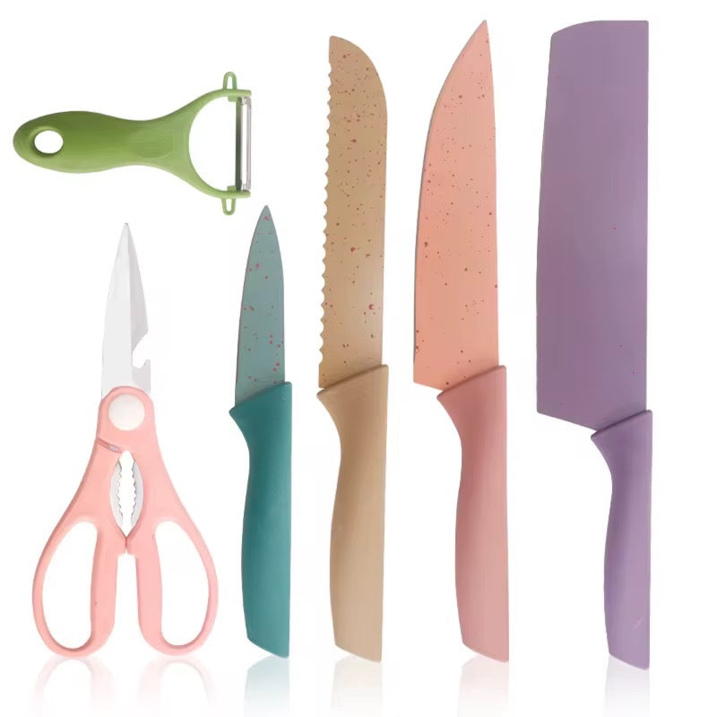 Set de Cuchillos de Cocina 6 Piezas 🔪 Antiadherentes con Pelador y Tijeras