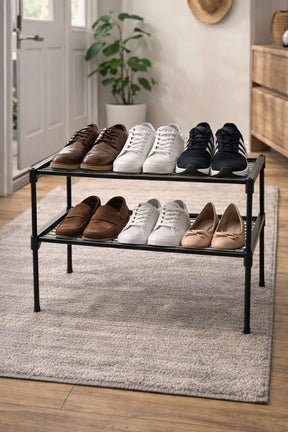 Zapatero Organizador Metálico 2 Niveles 👟 Resistente y Moderno para Ahorro de Espacio