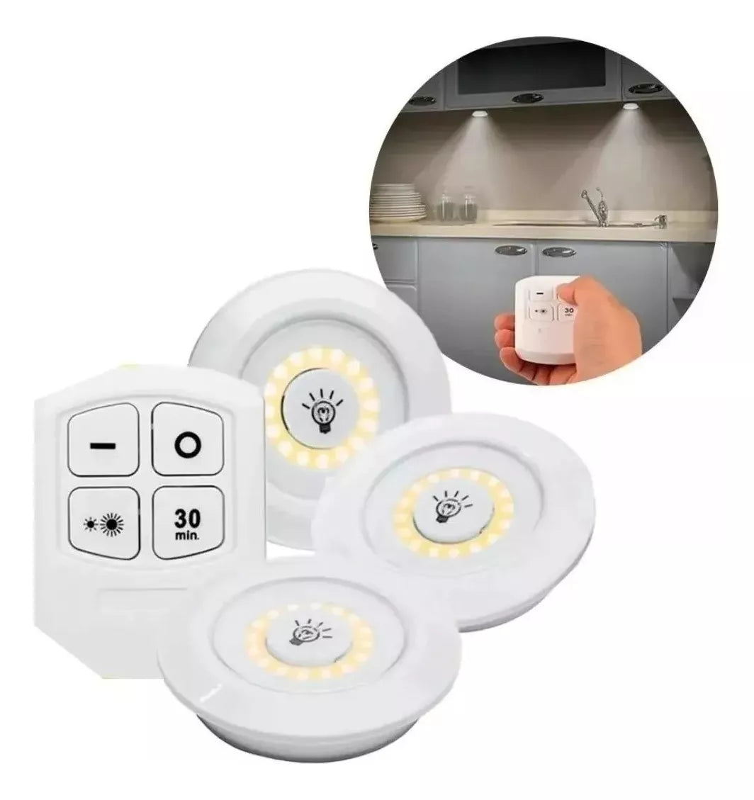 Set de 3 Lámparas LED Inalámbricas 💡 Adhesivas con Control Remoto