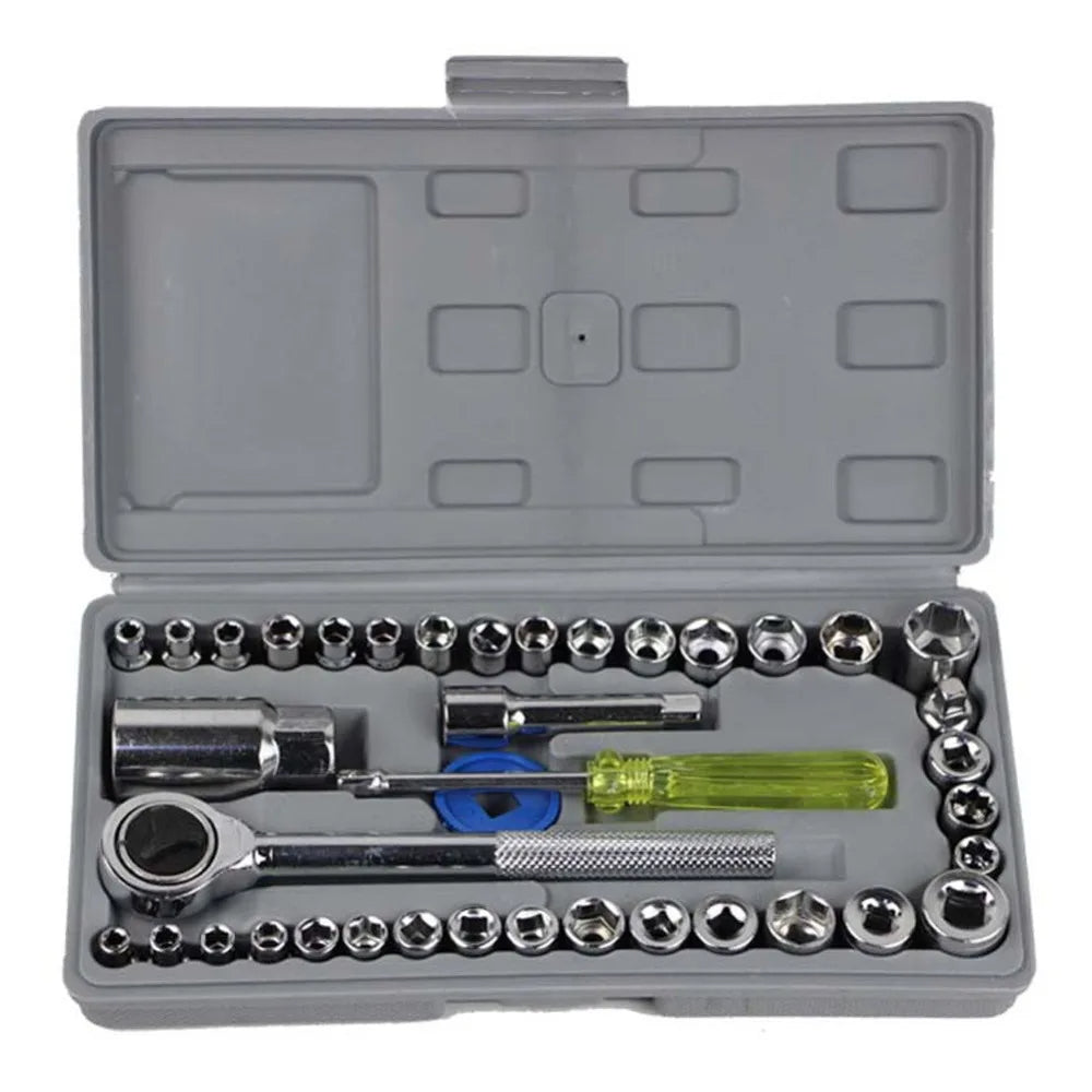 Juego de Raches y Copas 40 Piezas 🔧 Kit Mecánico para Moto y Carro