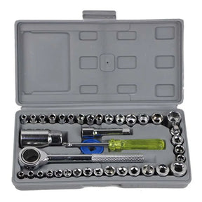 Juego de Raches y Copas 40 Piezas 🔧 Kit Mecánico para Moto y Carro