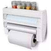 Organizador de Cocina 4 en 1 🧻 Dispensador con Cortador de Papel Aluminio y Vinipel
