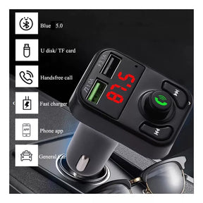 Transmisor Bluetooth 5.0 para Carro 🚗 Cargador Dual USB FM MP3