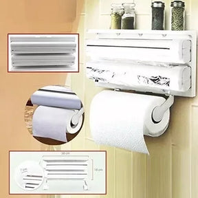 Organizador de Cocina 4 en 1 🧻 Dispensador con Cortador de Papel Aluminio y Vinipel