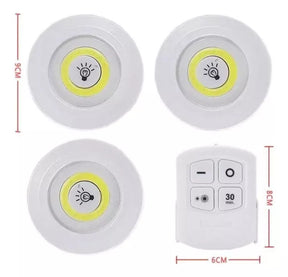 Set de 3 Lámparas LED Inalámbricas 💡 Adhesivas con Control Remoto