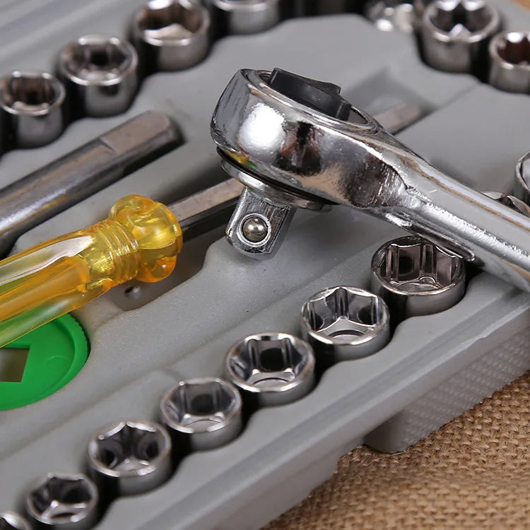 Juego de Raches y Copas 40 Piezas 🔧 Kit Mecánico para Moto y Carro