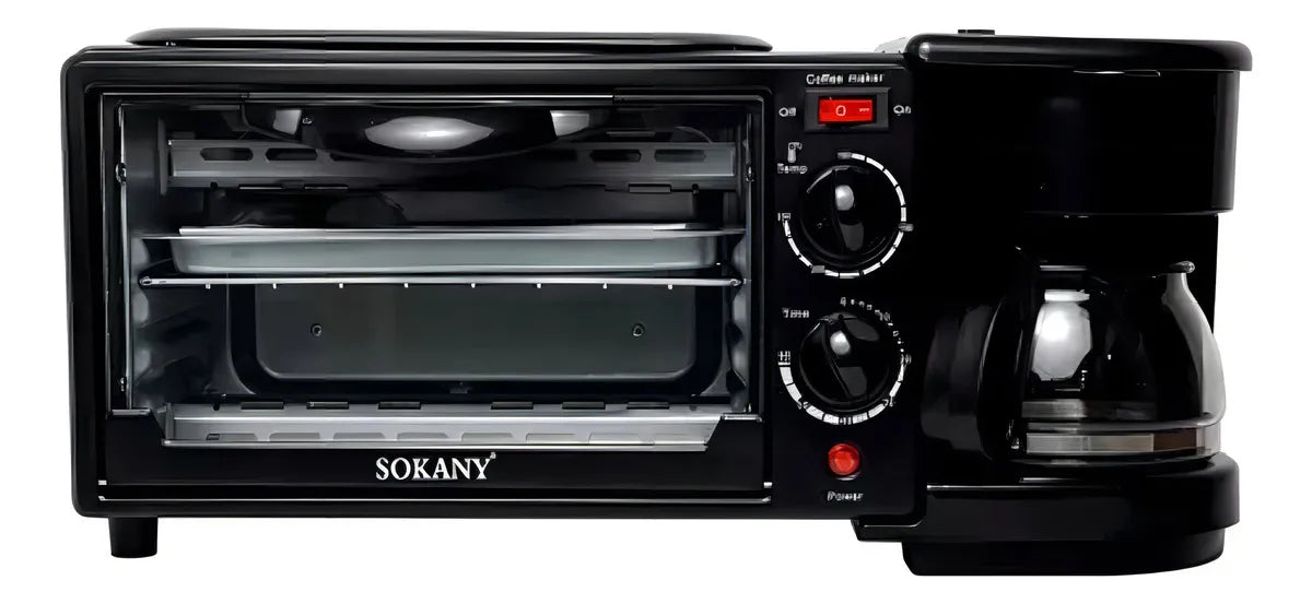 Horno Eléctrico Sokany 3 en 1 🍳 Cocina, Tuesta y Prepara Café