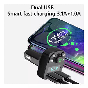 Transmisor Bluetooth 5.0 para Carro 🚗 Cargador Dual USB FM MP3
