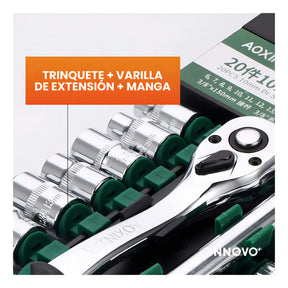 Juego de Copas y Ratchet 1/2” – 20 Piezas para Mecánica y Taller 🔧