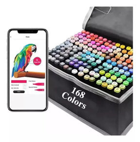Set de 168 Marcadores Touch 🎨 Doble Punta con Estuche