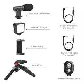 Kit Estabilizador para Celular 🎥 Luz LED + Micrófono y Control