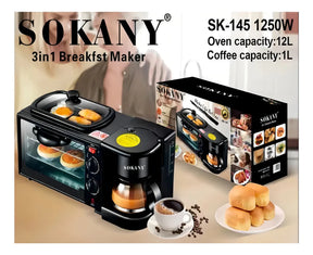 Horno Eléctrico Sokany 3 en 1 🍳 Cocina, Tuesta y Prepara Café