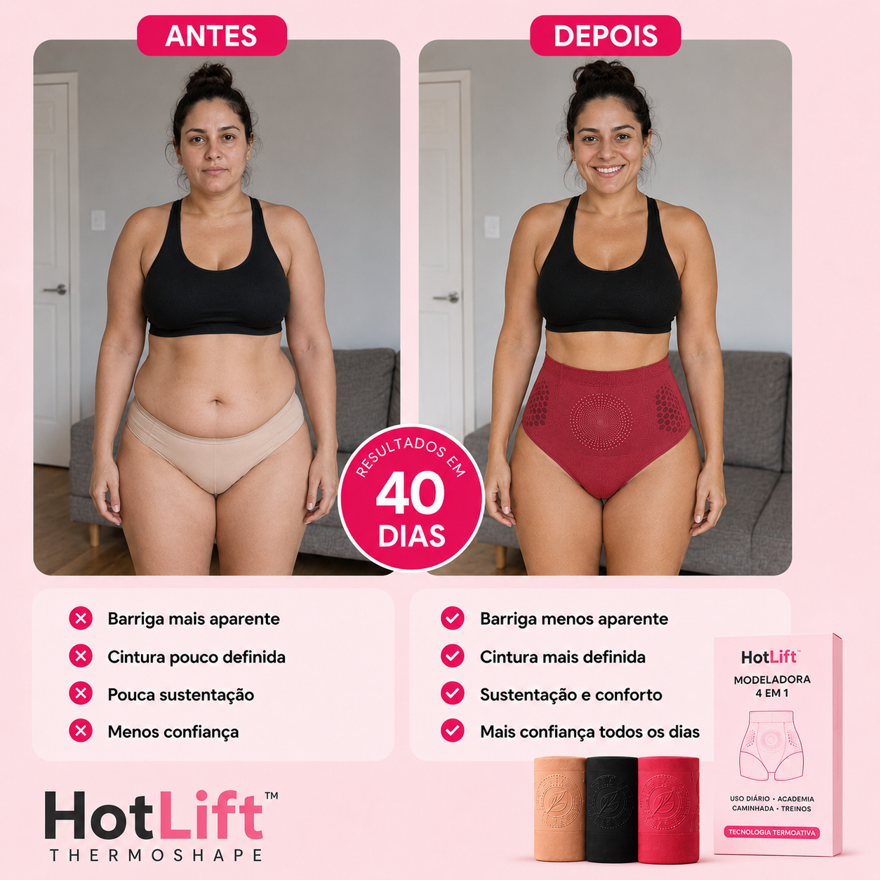 HotLift™ ThermoShape — Shorts de Efeito Sauna com Compressão Térmica e Micropartículas Ativas