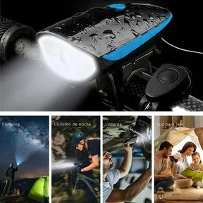 Luz para Bicicleta con Pito 🔊 Linterna Recargable 250 Lumens para Mayor Seguridad