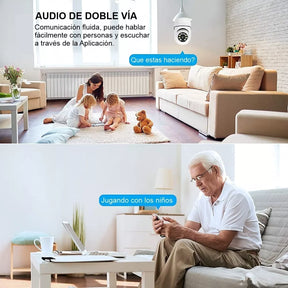 Cámara de Seguridad WiFi tipo Bombillo 💡 Visión Panorámica 360°