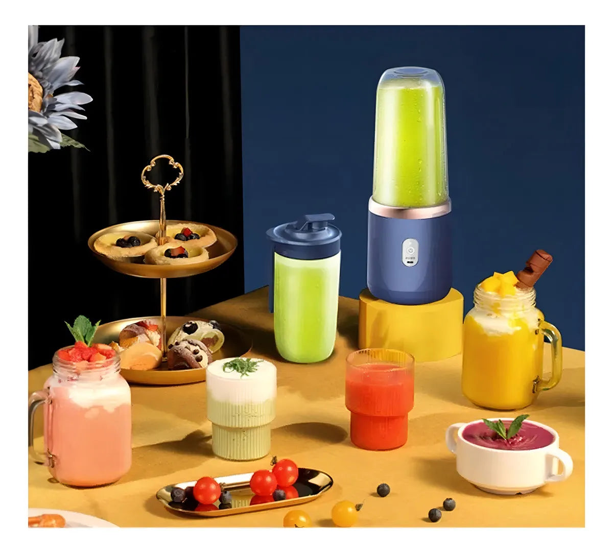 Mini Licuadora Portátil con Doble Vaso 🥤 Batidos para Llevar