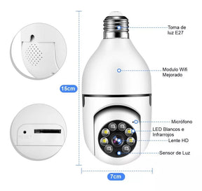 Cámara de Seguridad WiFi tipo Bombillo 💡 Visión Panorámica 360°