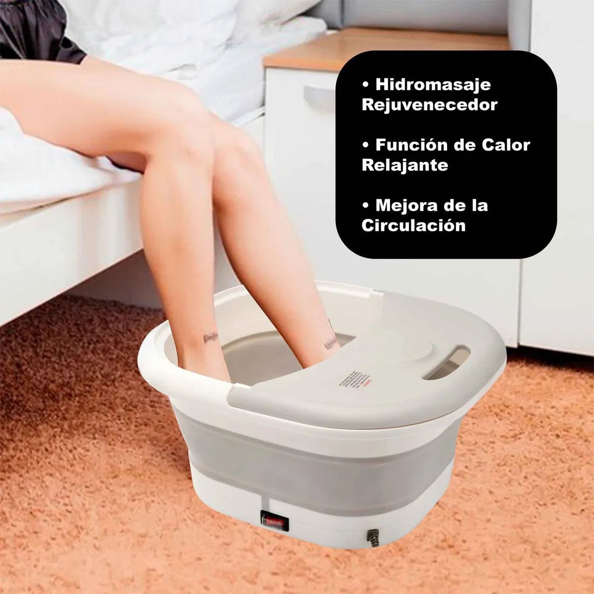 Tina Plegable para Pies con Hidromasaje y Calor 💆‍♀️ Spa Relajante en Casa con Burbujas