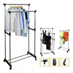 Tendedero Perchero Plegable con Ruedas 🧺 Acero Inoxidable de Piso