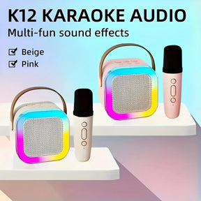 Parlante Karaoke con Micrófono para Niños 🎤 Bluetooth con Luces LED Divertidas