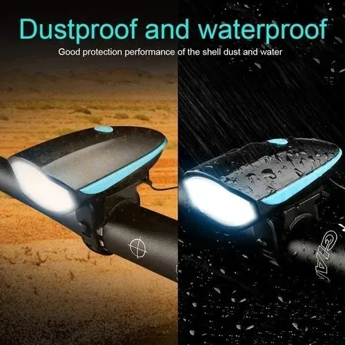 Luz para Bicicleta con Pito 🔊 Linterna Recargable 250 Lumens para Mayor Seguridad