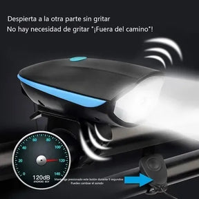 Luz para Bicicleta con Pito 🔊 Linterna Recargable 250 Lumens para Mayor Seguridad