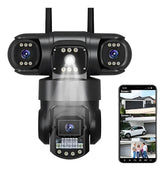Cámara de Seguridad Exterior 3 Lentes PTZ 📷 Visión 360° con Zoom 10X y WiFi