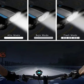 Luz para Bicicleta con Pito 🔊 Linterna Recargable 250 Lumens para Mayor Seguridad