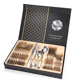Juego de Cubiertos 24 Piezas 🍽 Acero Inoxidable Elegante para Cocina y Mesa